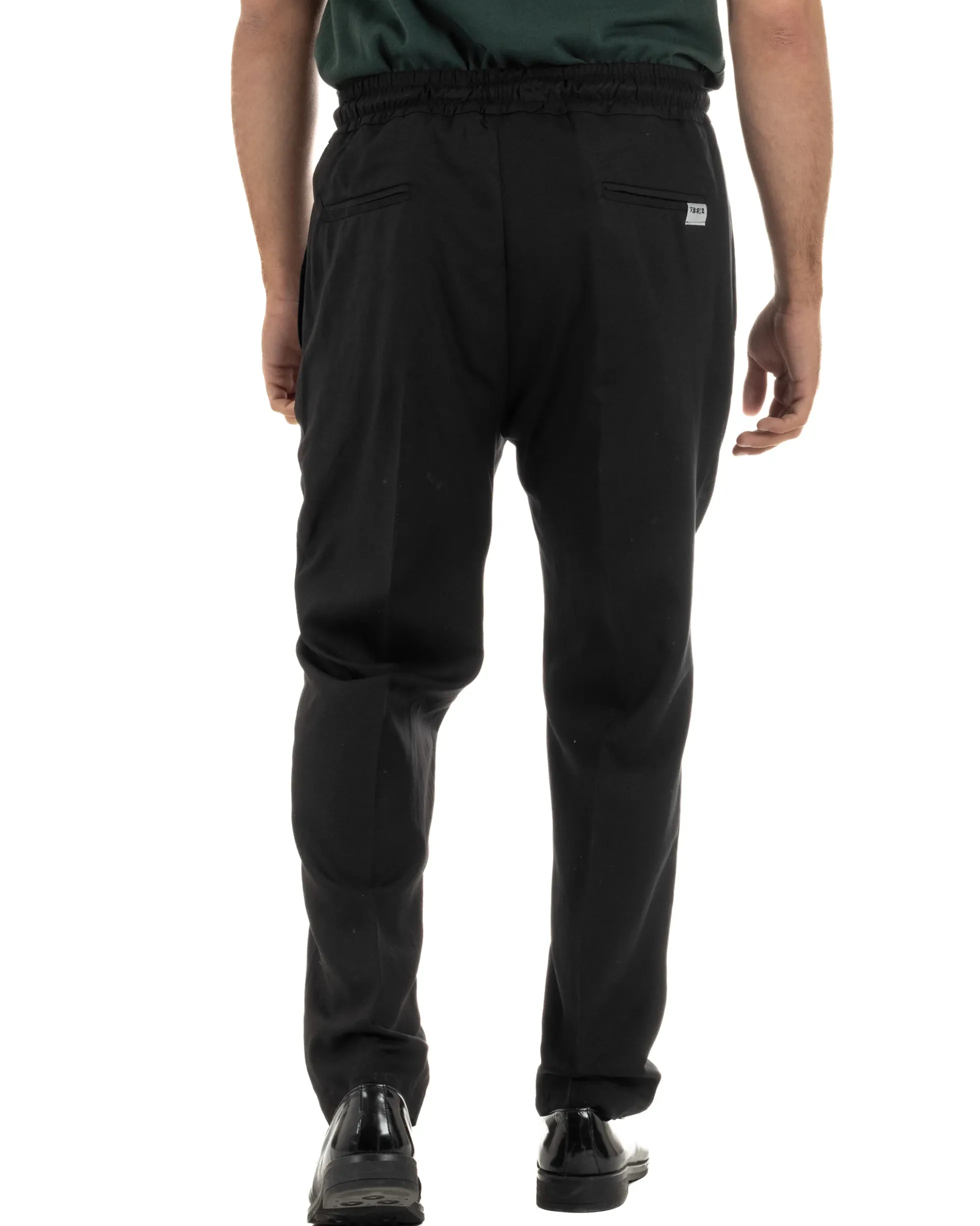 Pantalaccio uomo lino viscosa pantaloni coulisse relaxed fit nero BERNA M-261226