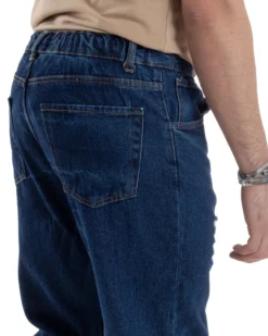 Pantaloni Jeans Uomo Loose Fit Denim Scuro Con Rotture Cinque Tasche GIOSAL-JS1034A