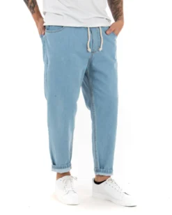 Pantaloni jeans uomo loose fit basic pantalaccio denim chiaro GIOSAL-P4081A