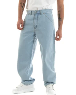 Pantaloni Jeans Uomo Unisex Baggy Denim Chiaro Tasca America Casual GIOSAL-P5756A