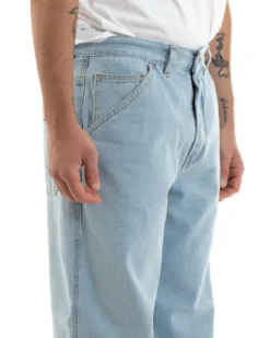 Pantaloni Jeans Uomo Unisex Baggy Denim Chiaro Tasca America Casual GIOSAL-P5756A