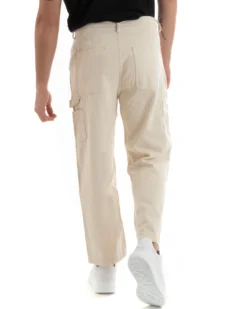 Pantaloni Jeans Uomo Wide Leg Basic Cargo Cinque Tasche Casual Panna GIOSAL-P5728A