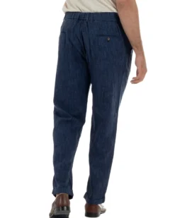 Pantaloni pantalaccio uomo lino sartoriale coulisse blu melangiato GIOSAL-P6510A