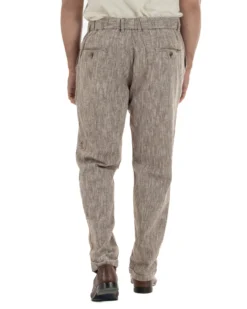 Pantaloni pantalaccio uomo lino sartoriale coulisse fango melangiato GIOSAL-P6509A