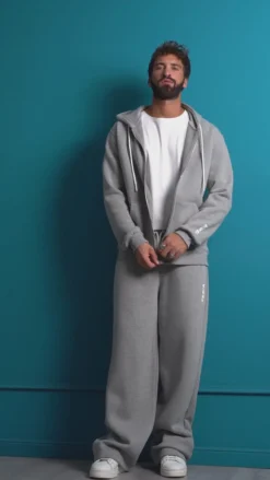 Pantaloni Tuta Baggy Fondo Largo Felpato Logo Verde Berna M-252196
