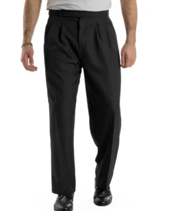 Pantaloni Uomo Baggy Con Pinces Viscosa Vita Alta Gurkha Pants Classico Nero P6413A