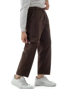 Pantaloni Uomo Cargo Loose Fit Jeans Tasconi Tasche America Marrone BlackSunday JS1168A