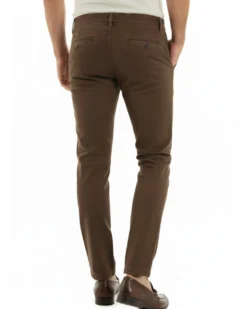 Pantaloni uomo chino abbottonatura allungata tasche america capri cotone estivo slim marrone BlackSunday P6488A