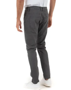 Pantaloni Uomo Cinque Tasche Basic Tinta Unita Grigio Microfantasia Rigato GIOSAL-P3741A