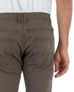 Pantaloni Uomo Cinque Tasche Basic Tinta Unita Fango Microfantasia Rigato GIOSAL-P3740A