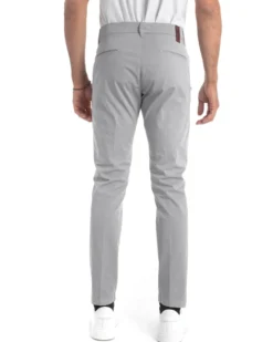 Pantaloni Uomo Cotone Con Tasca America Chinos Sartoriale Slim Fit Casual Grigio Chiaro GIOSAL-P5703A