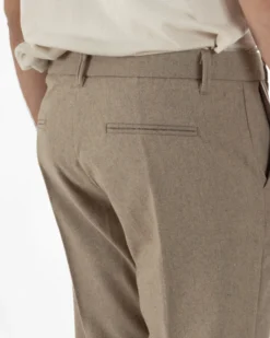 Pantaloni Uomo Lana Abbottonatura Allungata Classico Basic Beige P6433A