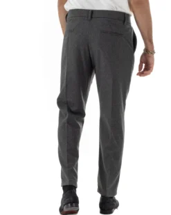 Pantaloni Uomo Lana Abbottonatura Allungata Classico Basic Grigio P6435A