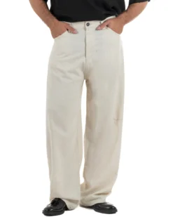 Pantaloni uomo lino baggy fit cinque tasche beige GIOSAL-P6500A