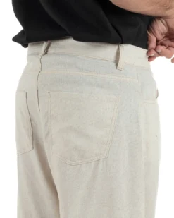 Pantaloni uomo lino baggy fit cinque tasche beige GIOSAL-P6500A