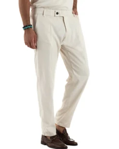 Pantaloni uomo lino sartoriale abbottonatura allungata beige P6327A