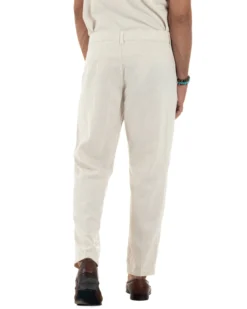 Pantaloni uomo lino sartoriale abbottonatura allungata beige P6327A
