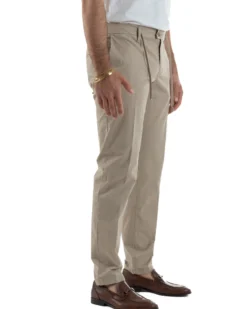 Pantaloni uomo pantalaccio chino tasche america elastico sul retro beige GIOSAL-P6493A