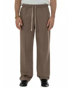 Pantaloni uomo pantalaccio morbido viscosa baggy fondo largo marrone GIOSAL-P6443A