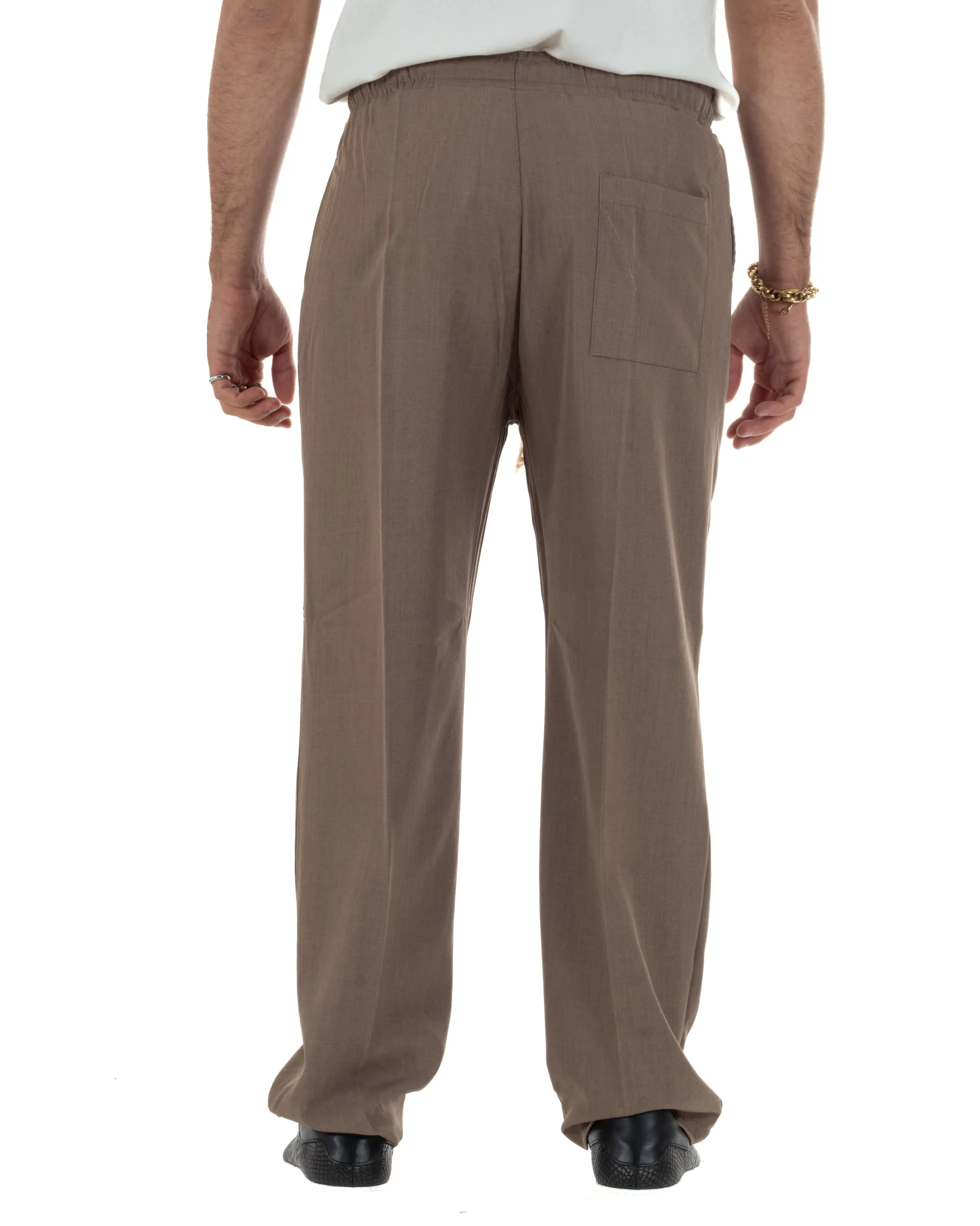 Pantaloni uomo pantalaccio morbido viscosa baggy fondo largo marrone GIOSAL-P6443A