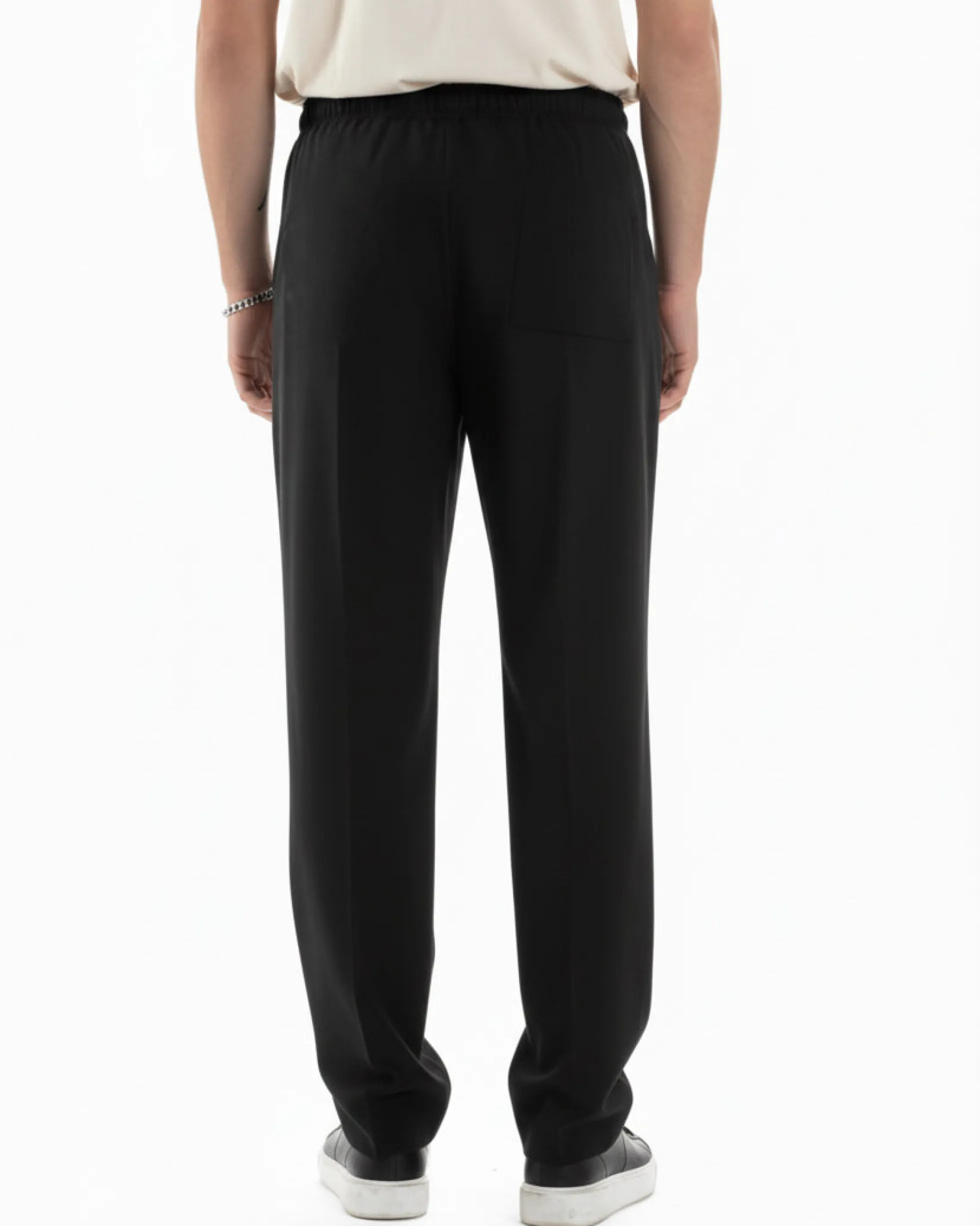 Pantaloni Uomo Pantalaccio Morbido Viscosa Baggy Fondo Largo Nero P6089A