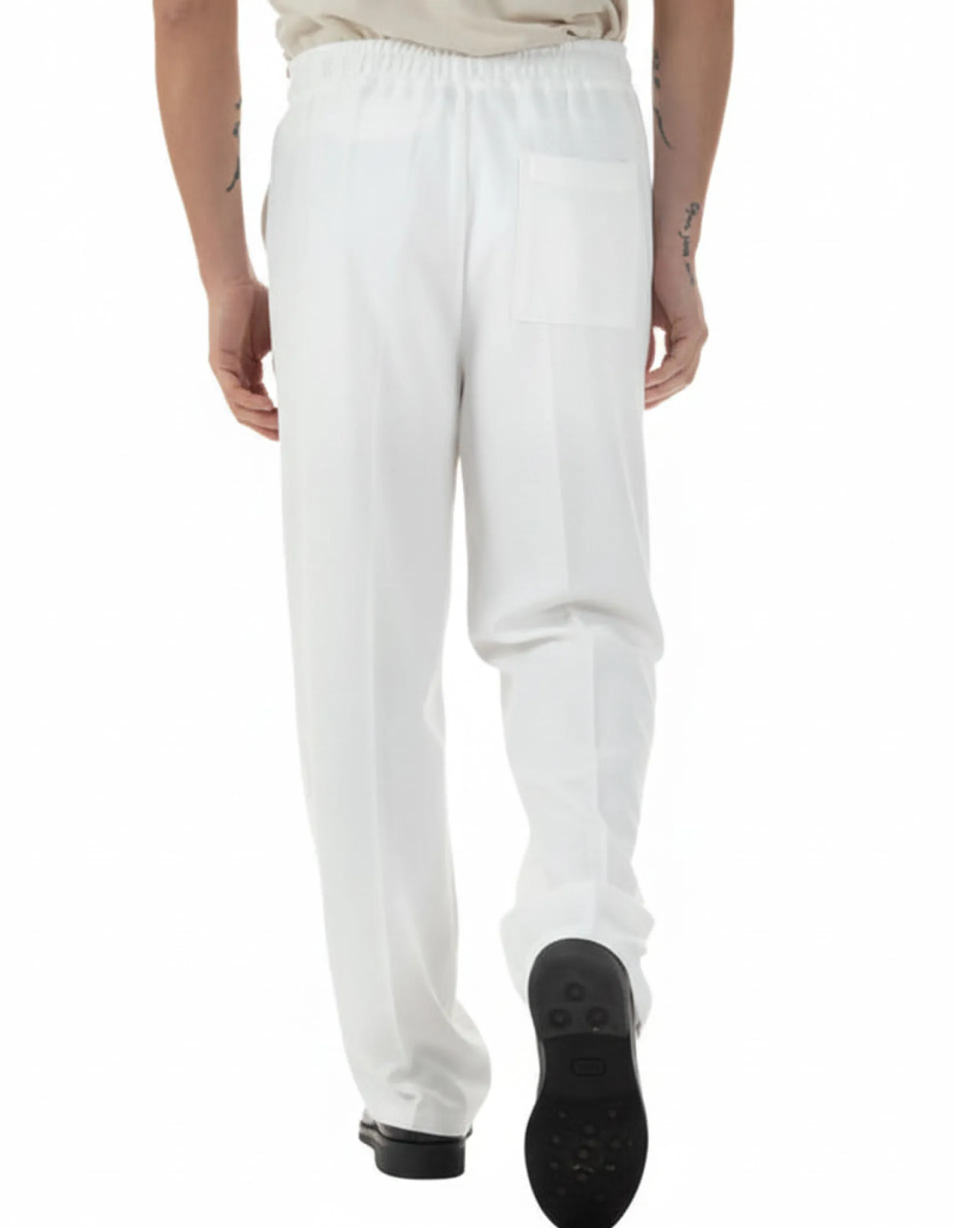 Pantaloni Uomo Pantalaccio Morbido Viscosa Baggy Fondo Largo Bianco P6223A