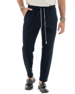 Pantaloni Uomo Pantalaccio Morbido Coulisse Viscosa Invernale Blu P6157A