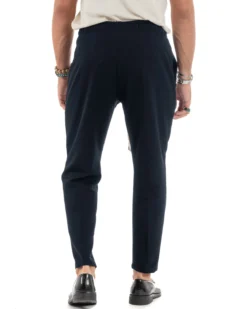 Pantaloni Uomo Pantalaccio Morbido Coulisse Viscosa Invernale Blu P6157A