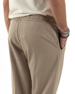 Pantaloni Uomo Pantalaccio Morbido Coulisse Viscosa Invernale Beige P6156A