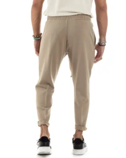 Pantaloni Uomo Pantalaccio Morbido Coulisse Viscosa Invernale Beige P6156A
