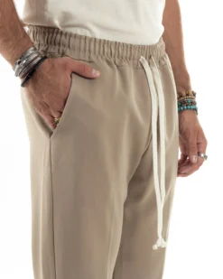 Pantaloni Uomo Pantalaccio Morbido Coulisse Viscosa Invernale Beige P6156A