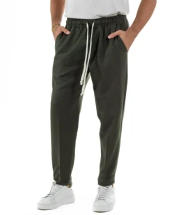 Pantaloni Uomo Pantalaccio Morbido Coulisse Viscosa Invernale Verde P6340A
