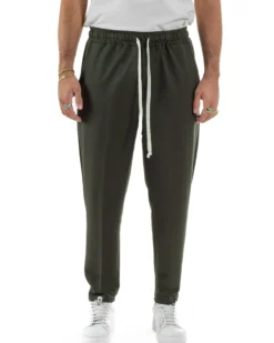 Pantaloni Uomo Pantalaccio Morbido Coulisse Viscosa Invernale Verde P6340A
