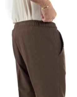 Pantaloni Uomo Pantalaccio Morbido Coulisse Viscosa Invernale Marrone P6341A