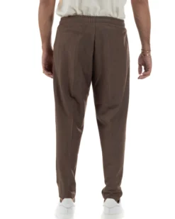 Pantaloni Uomo Pantalaccio Morbido Coulisse Viscosa Invernale Marrone P6341A