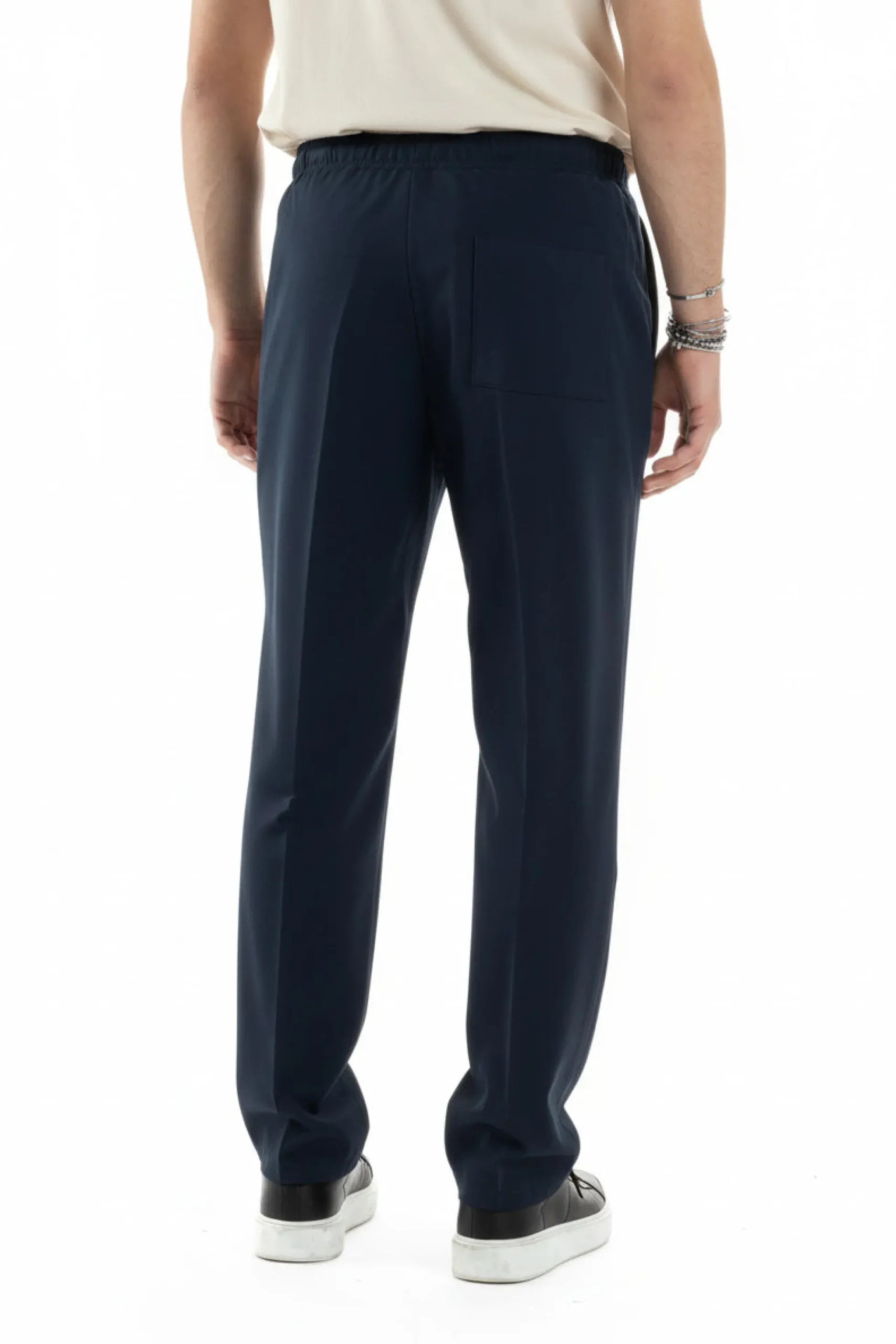 Pantaloni Uomo Pantalaccio Morbido Viscosa Baggy Fondo Largo Blu P6091A