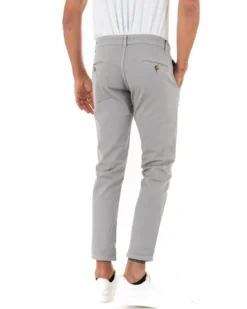 Pantaloni Uomo Slim Cotone Elastico Classico Tasche America Basic Grigio Chiaro GIOSAL-P5008A