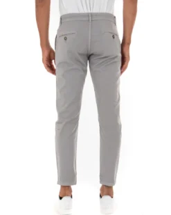 Pantaloni Uomo Slim Cotone Elastico Classico Tasche America Basic Grigio Chiaro GIOSAL-P5008A