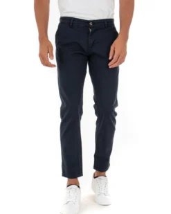 Pantaloni Uomo Slim Cotone Elastico Classico Tasche America Basic Blu GIOSAL-P5002A