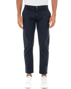 Pantaloni Uomo Slim Cotone Elastico Classico Tasche America Basic Blu GIOSAL-P5002A
