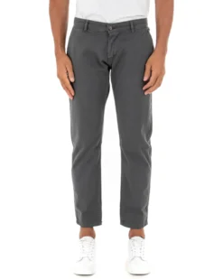 Pantaloni Uomo Slim Cotone Elastico Classico Tasche America Basic Grigio Scuro GIOSAL-P5001A