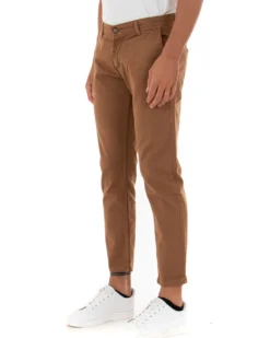 Pantaloni Uomo Slim Cotone Elastico Classico Tasche America Basic Camel GIOSAL-P5009A