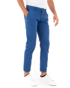 Pantaloni Uomo Slim Cotone Elastico Classico Tasche America Basic Blu Royal GIOSAL-P5007A