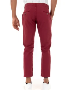 Pantaloni Uomo Slim Cotone Elastico Classico Tasche America Basic Bordeaux GIOSAL-P5006A