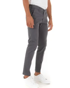 Pantaloni Uomo Tasca America Lungo Classico Slim Grigio Scuro GIOSAL-P5406A