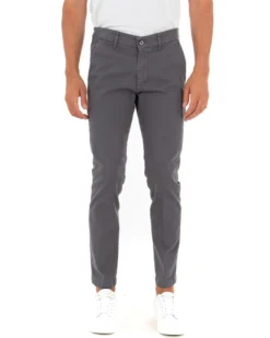 Pantaloni Uomo Tasca America Lungo Classico Slim Grigio Scuro GIOSAL-P5406A