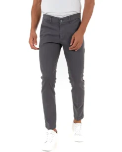 Pantaloni Uomo Tasca America Lungo Classico Slim Grigio Scuro GIOSAL-P5406A
