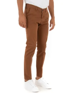 Pantaloni Uomo Tasca America Lungo Classico Slim Tabacco GIOSAL-P5402A