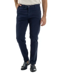 Pantaloni Uomo Tasche America Chino Cotone Slim Fit Blu Over-D OC1F2W5P03