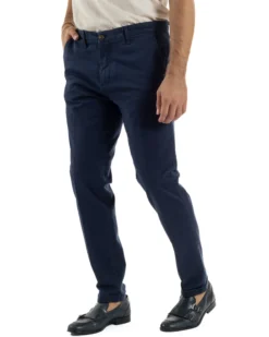 Pantaloni Uomo Tasche America Chino Cotone Slim Fit Blu Over-D OC1F2W5P03
